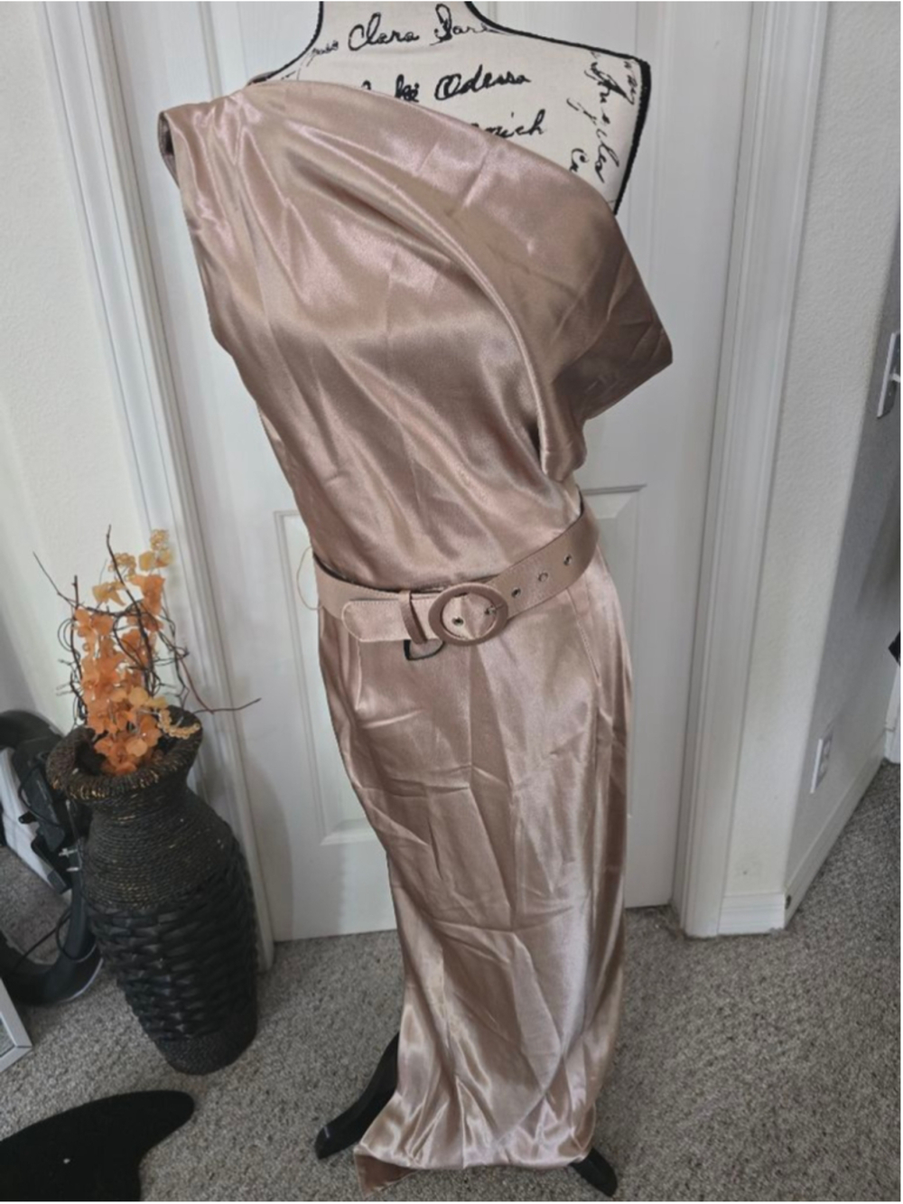 Luxxel Satin Off the Shoulder Dress Size L NWT